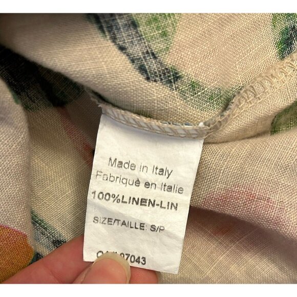 Marisa & Marie Cream Floral Button Up 100% Linen Sleeveless Collar Midi Dress S - Picture 6 of 8